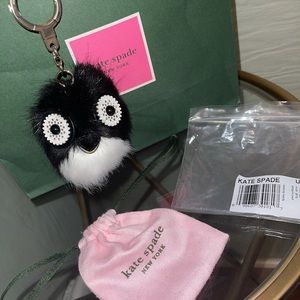 Kate spade penguin pouf keychain